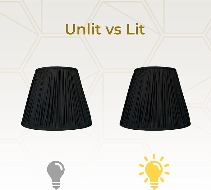 Royal Designs Deep Empire Gather Pleat Basic Lamp Shade, Black, 6 x 12 x 9.25