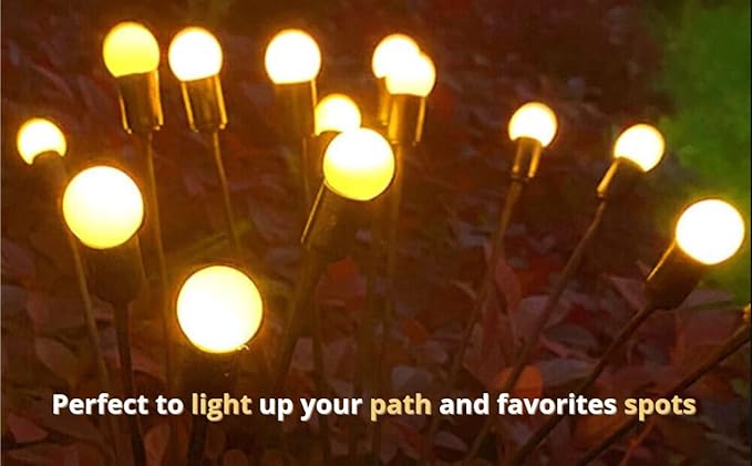 Solar Firefly Lights, Upgraded Solar Firefly Lights Outdoor Waterproof, Solar Outdoor Lights, Solar Garden Decorative Lights Yard Patio Pathway Decoration (Yellow Lights, 6 LEDs)