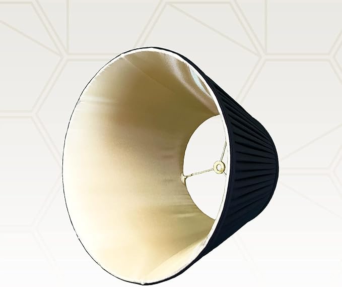 Royal Designs, Inc. Deep Empire Side Pleated Basic Lamp Shade, BS-729-16BLKGL-2, Black with Gold, 10 x 16 x 12.5, Set of 2