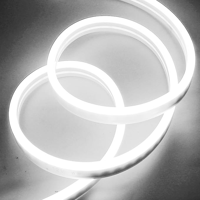 LED Neon Strip Lights, Daylight White 6500K AC 110V-130V Super Bright Rope Light Sign String 2000LM Waterproof IP68 for Outdoor Indoor Commercial Lighting Decor(3.3ft)