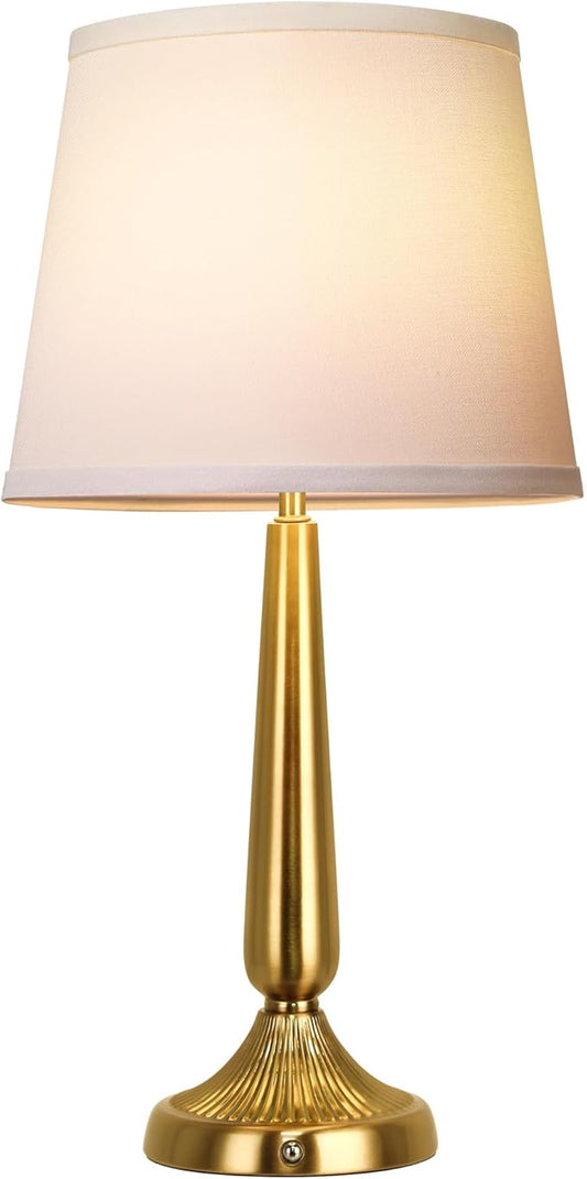PARTPHONER Cordless Table Lamp, 5000mAh Battery Rechargeable Touch Lamp, 3-Level Brightness Bedside Lamps, Modern Portable Design, Battery Operated Desk Lamp for Patio Camping, Dining, Home, Gold