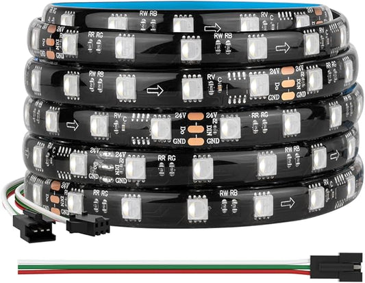 BTF-LIGHTING WS2814 IC RGBW RGB+Cool White (Similar WS2812B) Addressable DC24V 16.4FT 60LED/m 10pixel/m Flexible 4 Colors in 1 Dream Color LED Strip IP65 for Home Decor (No Adapter or Controller)
