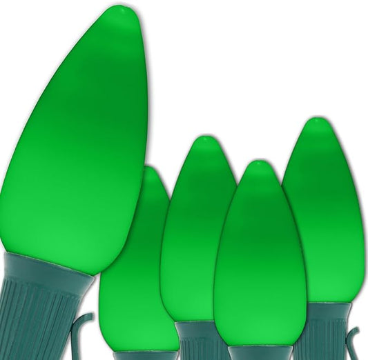 Wintergreen Lighting C9 OptiCore LED Commercial Outdoor Christmas Lights – Heavy Duty Christmas String Lights; Green Wire (100 Lights, 100 ft, Green Smooth/Opaque)