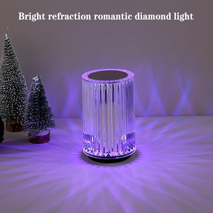 Portable Crystal Table Lamp,3 Color Touch Control Rechargeable Lamp,3-Levels Brightness Room Decor Desk Lamp (16 Color)