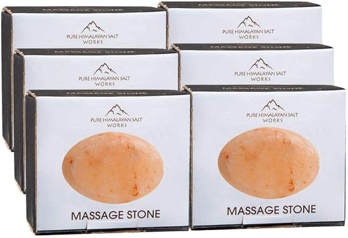 Flat Oval Massage Stone, Pink Crystal Hand-Carved Stone for Massage Therapy, Deodorant and Salt and Sugar Scrubs, 2.5” W x 3.5” L x 1” D (Pack of 6)