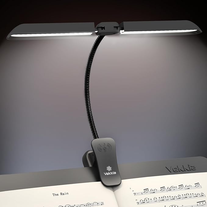 Vekkia 96 Led Rechargeable Music Stand Light - Folding Clip On Piano Lamp, Portable Professional with 5 Brightness×3 Color Temperature for Grand Piano and Book Reading