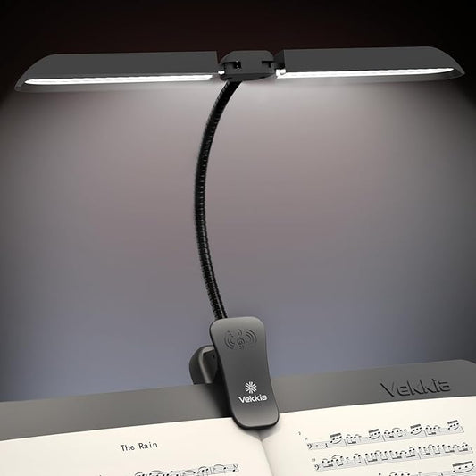 Vekkia 96 Led Rechargeable Music Stand Light - Folding Clip On Piano Lamp, Portable Professional with 5 Brightness×3 Color Temperature for Grand Piano and Book Reading