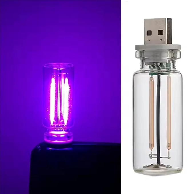 USB Night Light, Ambient Lighting car Led Light, led Light Bulb with Flexible Neck Plug in USB Automotive Night Light,for Car (Purple)