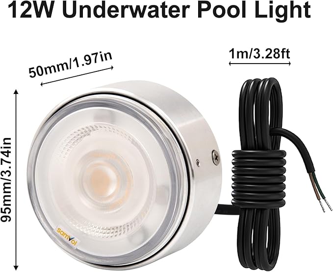 Led RGB Color Change Pool Wall Light, Heavy Duty Aluminum 12V Colorful IP68 Waterproof Pond Lamp for Swimming Pool, Fountain and Waterfall