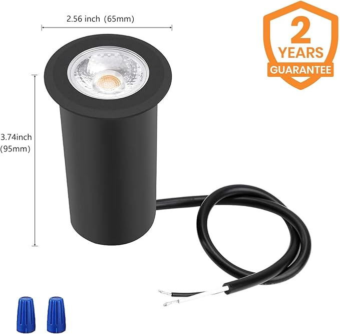 RNEHON 5W In-Ground Well Light,Voltage 12-24V, In-Ground Lighting, Low Voltage Landscape Pathway Lights, IP67 Waterproof, Aluminum, 3000K Outdoor Lighting for Yard,Lawn,Garden,Patio,Black Pack of 6