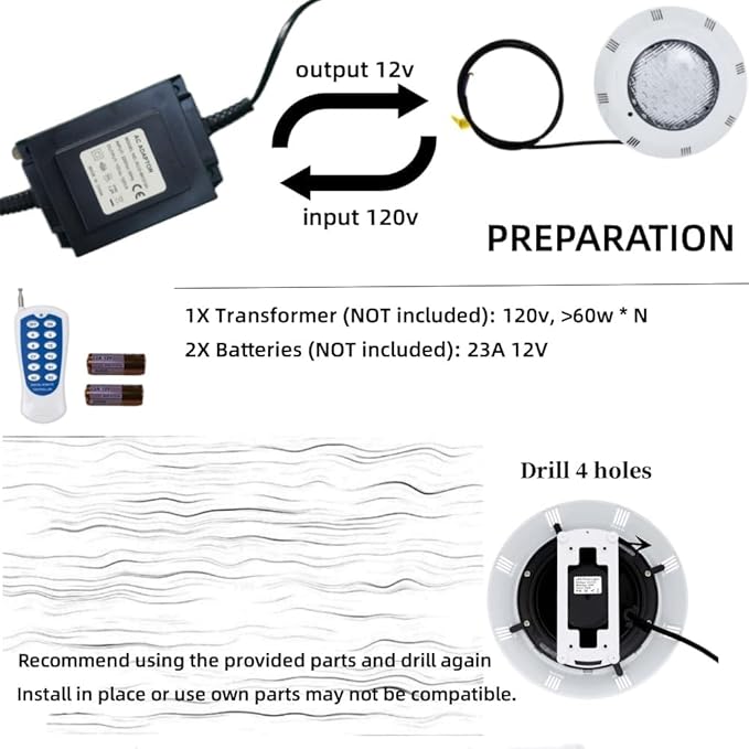 DYRABREST 11.6" Submersible Led Light -12V 36W Color Change Led Pool Light Underwater Pond Light - 7Colors + 2Color Change Modes RGB for Inground Pool w/RC IP68 Waterproof