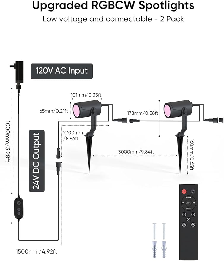 APPECK Smart Outdoor Spot Light 600lm, RGBCW+IC Color Changing Landscape Lights 2 Pack, IP65 Waterproof Low Voltage Landscape Lighting, App/Voice Control for Garden Pathway Yard Halloween Decor