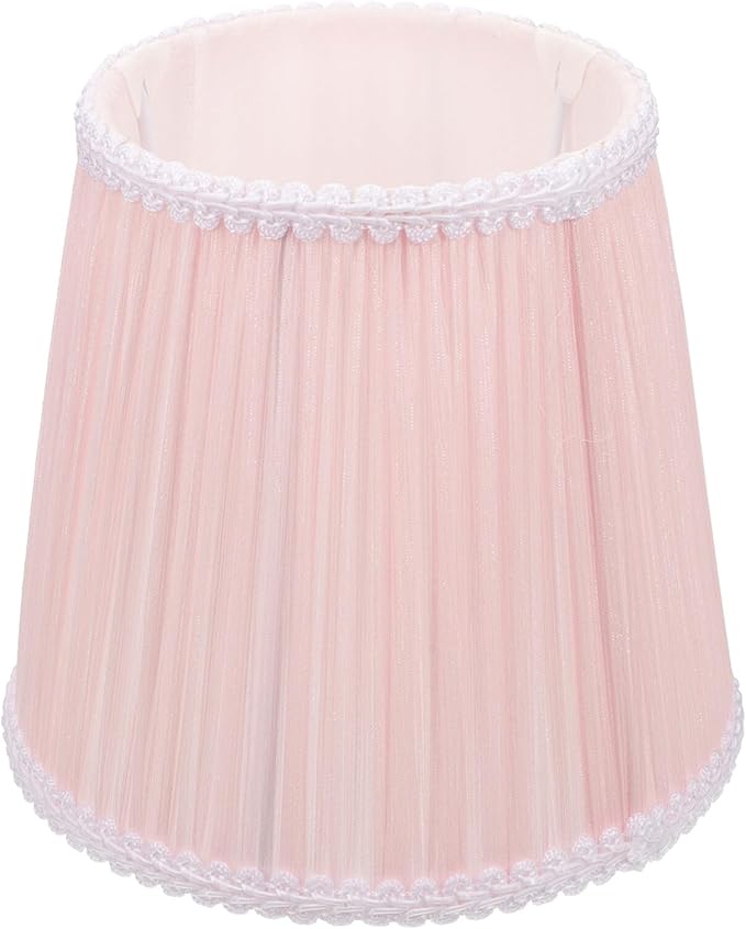 Fabric Table Lamp Shade Pink Pleated Lampshade Cover for Floor Light Bedside Lamp Bedroom Living Decor Easy Install Soft Cloth and Metal Material