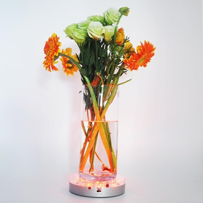 LED Light Base for Glass Art - 6 Inch RGB 16 Colors LED Vase Base with Remote Control for 3D Display | Battery Operated LED Light Wedding Centerpieces Pedestal for Glass Art Figurines