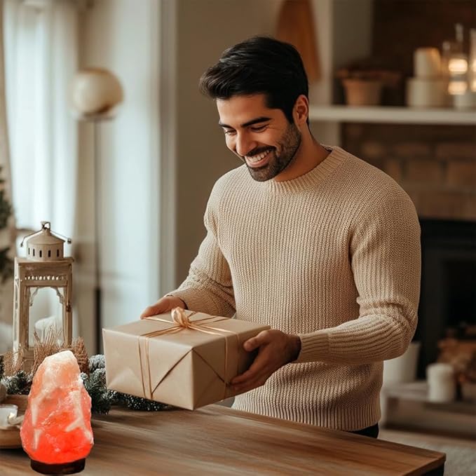 Mini Natural Salt Rock Lamp 7 Colors,Himalayan Night Light Color Changing，USB Salt Rock Lamps,Premium Wood Base， for Home Decor，Unique Gift