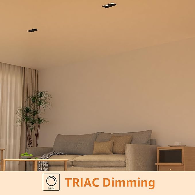 LED Square Recessed Lighting 4 Pack, 20W Adjustable Downlight, Aluminum Recessed Ceiling Light with junction Box, 5 CCT 2700K-6000K, TRIAC Dimming Rotation Spotlight for Living Room Bedroom Hallway