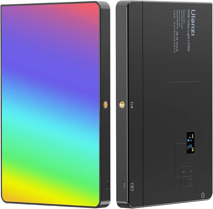ULANZI LT003 RGB Video Light, 15W Portable LED Panel with 2100 Lumens, 10" Video Light Dimmable 2500K-9000K, Built-in 8000mAh Battery and USB Charger, CRI>95 for DSLR Camera Video Photography