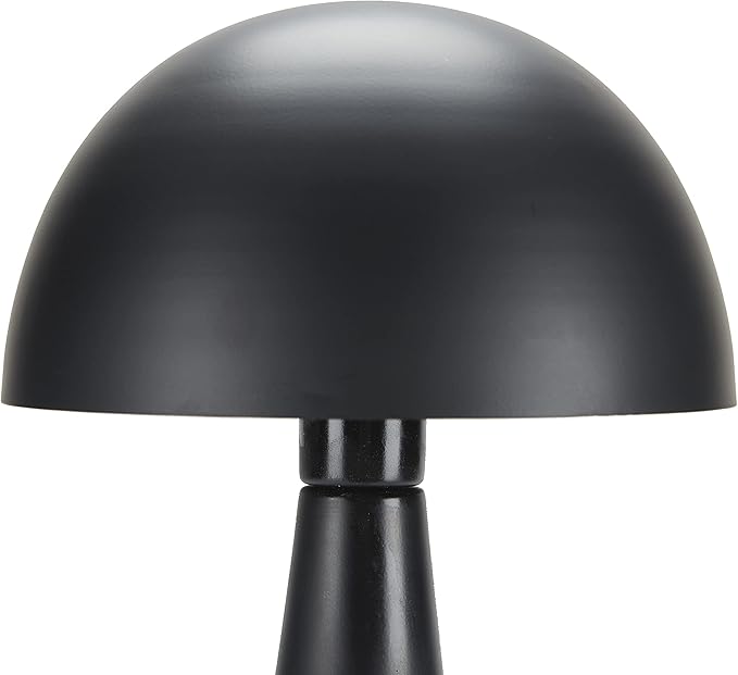 Nourison Home 16" Matte Black Metal Mushroom Table Lamp, Modern, Retro, Desk Light for Bedroom, Dining, Office, Entryway