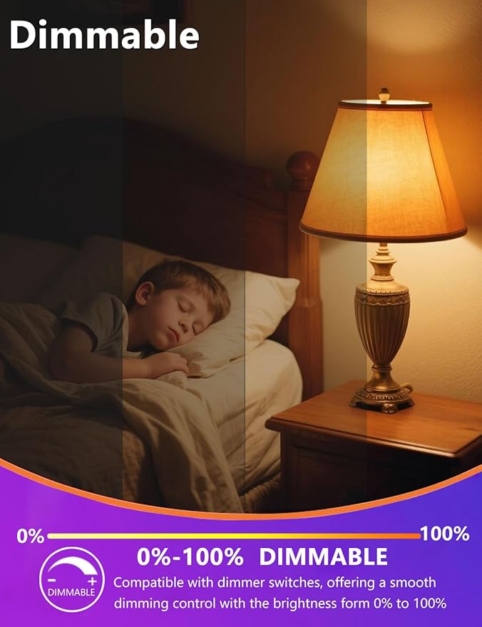 Amber Sleep Light Bulbs Dimmable, Blue Light Blocking, A15 1.5W(15 Watt Equivalent) Dim Light Bulbs for Lamp, 1600K Warm Light Bulb, E26 for Healthy Sleep, Bedroom, Kids Room, 4 Pack