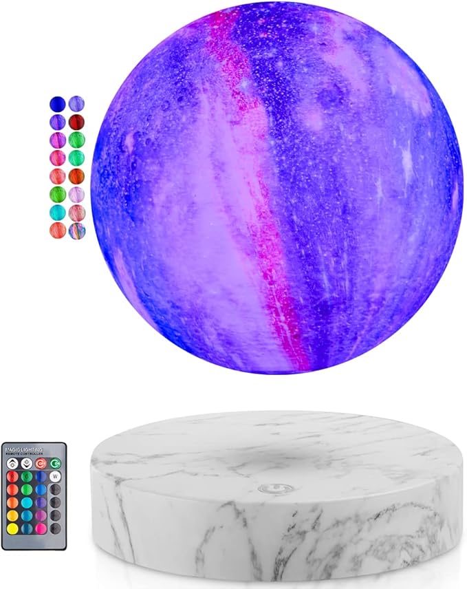 UVEHAS Floating Moon Lamp - Levitating Galaxy Moon Light Remote Control 16 Colors LED Magnetic Levitation Spinning 3D Printing Lunar Night Lights Desk Decorative Lamp for Room Decor Creative Gifts