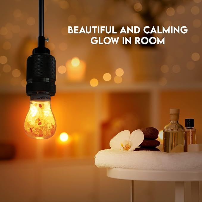 Himalayan Glow Natural Pink Salt LED Light Bulb, Warm Amber Glow - 60 Watt Equivalent light Bulb, Dimmable, E26 Edison light bulb for Homes, Decor, Offices