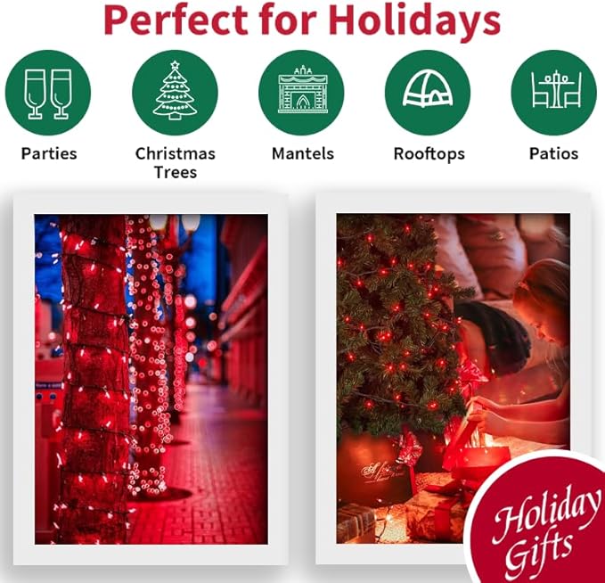 LAMPHOME 50 LED Red Valentine Lights,Christmas Lights 16 FT Mini String Light with 9 Modes & 6 Hour Timer, Battery Operated for Indoor Outdoor Patio Garden Party Tree Valentine's Day Decoration