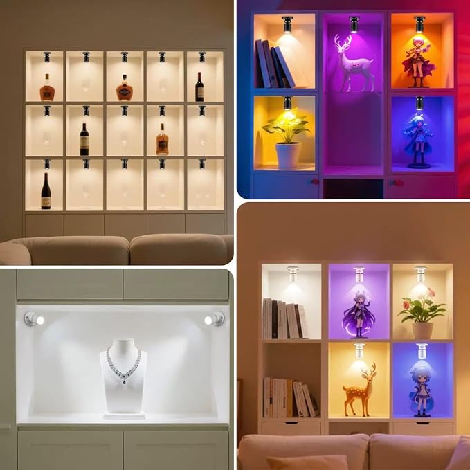 USB Powered Mini Spotlights for Displays 2-Pack – 5V Small LED Spot Lights Indoor, 7 Color Options, Compact USB Spotlight for Display Cases, Shelves, Cabinets, and Artwork (2PACK Purple)