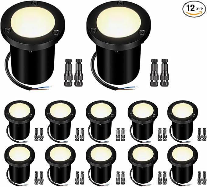 Low Voltage Landscape Lighting - 6W Well Light,12-24V LED In-Ground Landscape Light, IP67 Waterproof Landscape Lighting,3000K Paver Lights Warm White for Yard, Garden, Patio (12 Pack)