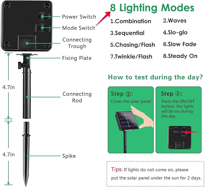 6 Pack Solar String Lights for Outside, 285 FT Total 720 LED Solar Chrismas Lights Outdoor with 8 Modes & Memory Function, Waterproof Twinkle Light for Xmas Tree Yard Party Decorations (Cool White)