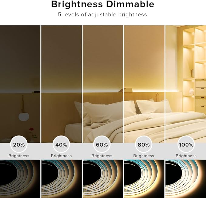 BTF-LIGHTING FCOB COB FOB LED Strip Lights 5V USB Powered 3.28FT 320LEDs Natural White 4000K 8mm Width Dimmable CRI 90+ with 3M Tape Flexible High Density for 3D Printer TV Backlight PC DIY Decor