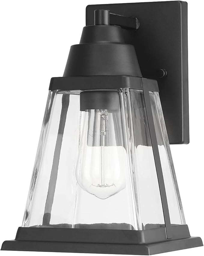 Globe Electric 44697 Merle 1-Light Outdoor Wall Sconce, Bronze, Clear Glass Shade, Brown, Bulb Not Included