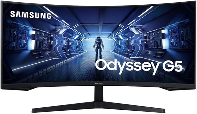 Samsung 34" Odyssey G55T WQHD 165Hz 1ms(MPRT) HDR Curved Gaming Monitor Bundle with Tech Smart USA Elite Suite 18, 2X HDMI Cable & Deco Gear CPS Exclusive 26 Month Protection Pack (BEACH-CPS-26M1000)