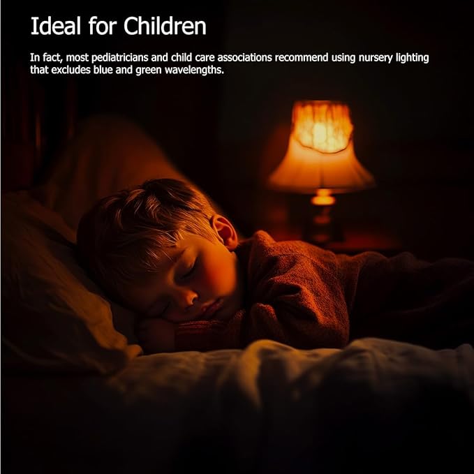 Sleep Light Bulbs Amber 1600K with Remote Control, Blue Light Blocking A19, 9W for Sleep Therapy, Baby Nursery, Bedroom (6 Pack)