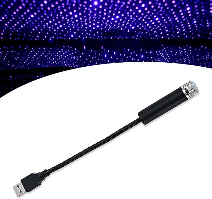 Car USB Star Night Light, Rotating Romantic Starry Sky Ceiling Light, Multi-Mode Sound Reactive Ambient Lamp, Portable Car Ceiling Lights (Purple)