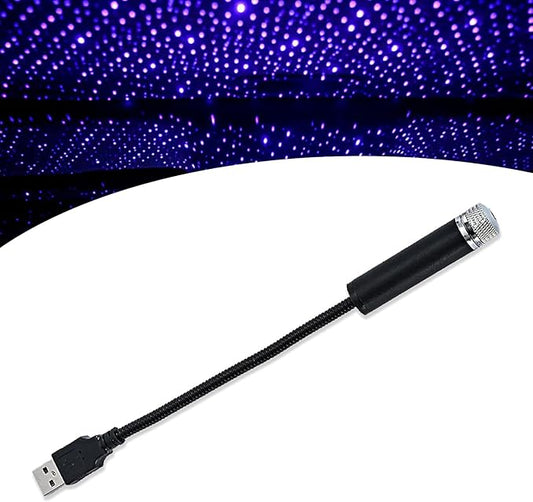 Car USB Star Night Light, Rotating Romantic Starry Sky Ceiling Light, Multi-Mode Sound Reactive Ambient Lamp, Portable Car Ceiling Lights (Purple)