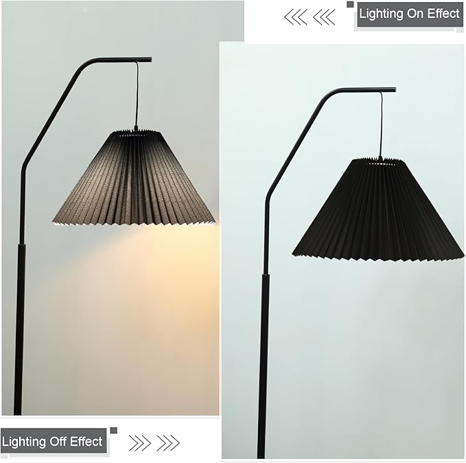 Pleated Black Lamp Shade for Arc/Arched Table Lamp/Floor Lamps Replacement spider lampshade-black 5.9"Top X 16.5"Bottom X 11"High