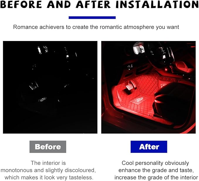 Car LED Strip Light, 24 LED RGB Auto Under Dash Interior Atmosphere Lights, Cigarette Lighter Decorative Lamp Ambient Night Light, Universal Lighting Kit Car Accessories (Red)