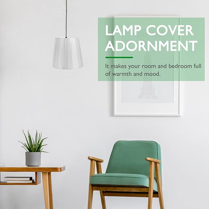Cloth Lamp Shade, Pleated Lamp Cover Clip on Lampshade Table Lamp Chandelier Shades for Home (White)