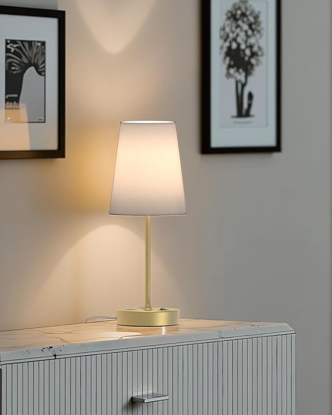 Addtam Bedside Table Lamp for Bedroom, 3-Way Dimmable Lamp with AC Outlet and USB C Charging Ports(PD 20W), Lamps with Shade for Night Stands, Living Room, Desk, and Home Office