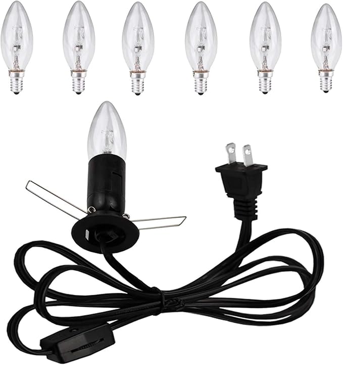 Himalayan Salt Lamp Cord - 25W Dimmable Halogen Replacement Bulbs, E12 Base, Perfect for Himalayan Salt Lamps, Night Lights, Wax Warmers - with 6 Free Bulbs for Salt Lamp (1)