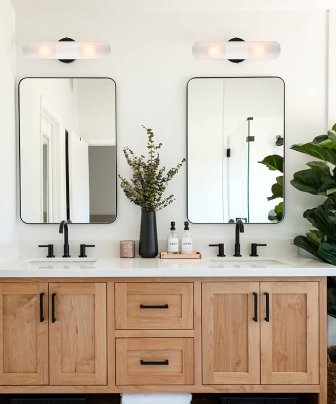 DAYCENT Modern Farmhouse Black Bathroom Light Fixtures Wall Sconces Set of Two Cylinder Sconce Lighting