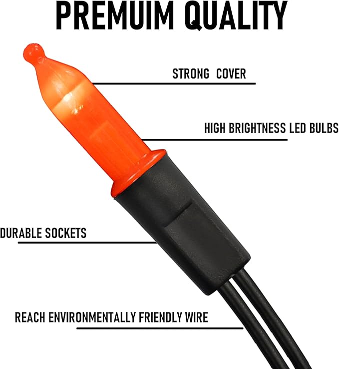 TW SHINE Battery Operated Halloween Lights, 50 LED 16FT Orange Halloween Lights Outdoor, Waterproof Mini String Tree Lights with 8 Modes, Halloween Decorations for Indoor Patio Garden Party Decor