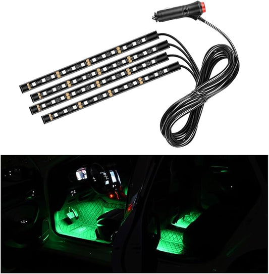 Car LED Strip Light, 48 LED RGB Auto Interior Atmosphere Lights, Cigarette Lighter Under Dash Ambient Night Light, Interior Lamp Lighting Kit (Green, Cigarette Lighter)