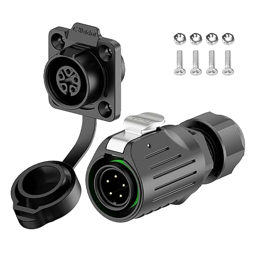 EW-LP16 Industrial Waterproof Connector IP68 Quickly Plugging Aviation Connector PBT Plastic Shell Circular Connector Fast Release Electrical Connector M16 2-9 Pin Flange Socket (5 Pin)