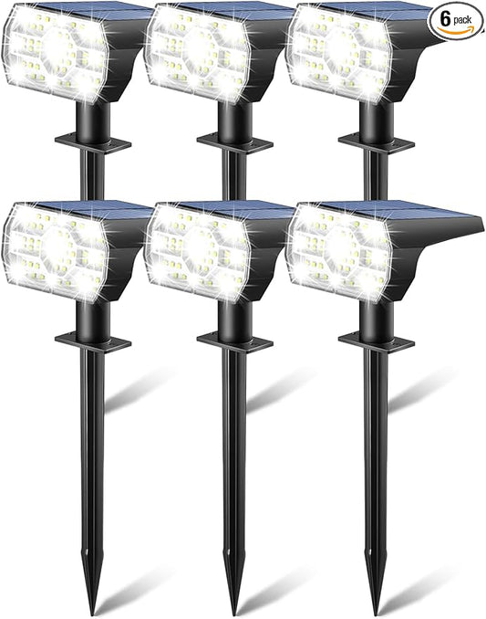 Kaxiida Solar Lights Outdoor Waterproof IP68, 3 Lighting Models Solar Powered Spot Lights Outdoor, 56LED Solar Lights Dusk to Dawn for Yard Patio Garden Pathway Landscape Lighting