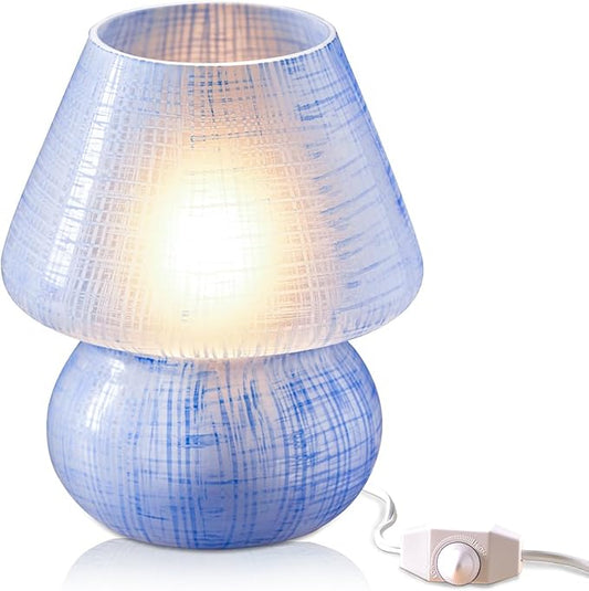 Next Glow Mushroom Lamp – Table Lamp, Modern Dimmable LED Night Light for Bedrooms, Kids Rooms, Bedside Nightstands, Living Room and Kitchen Decor – Pretty Desk Light, E26 Socket w 120V Bulb (Blue)
