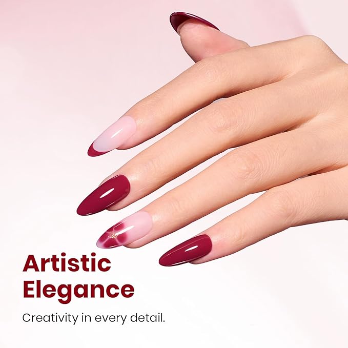 Beetles Burgundy Red Gel Polish - 15ML/0.51Fl Oz, Burgundy Dark Red Gel Nail Polish, Soak Off UV LED Lamp Wine Color Nails Art, Long-Lasting Manicure Salon DIY Home Gifts for Woman