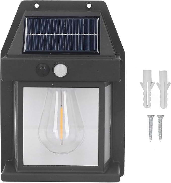 Solar Wall Lights, Sensor Interaction Lamp IP65 Exterior Lighting Fixtures for Patio Fence Garage (Black)