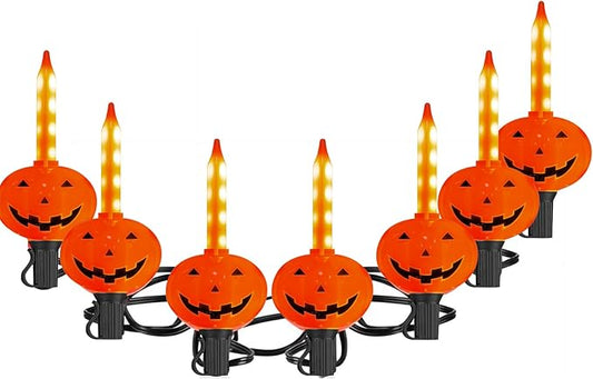 7.5FT Halloween Pumpkin Bubble String Lights Outdoor, 8 LED Jack O' Lantern Bubble Lights, Plug-in Halloween Decorative Lights Waterproof for Yard Porch Garden Pathway Party Christmas Tree Decor