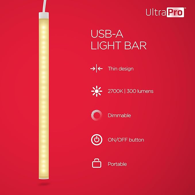 UltraPro 12 inch USB Light Bar Plug-in Under Cabinet Lights, Warm White Light (2700K), Full Spectrum Dimmable, LED Under Cabinet Lighting for Kitchen, Grow Lights for Indoor Plants, 80063